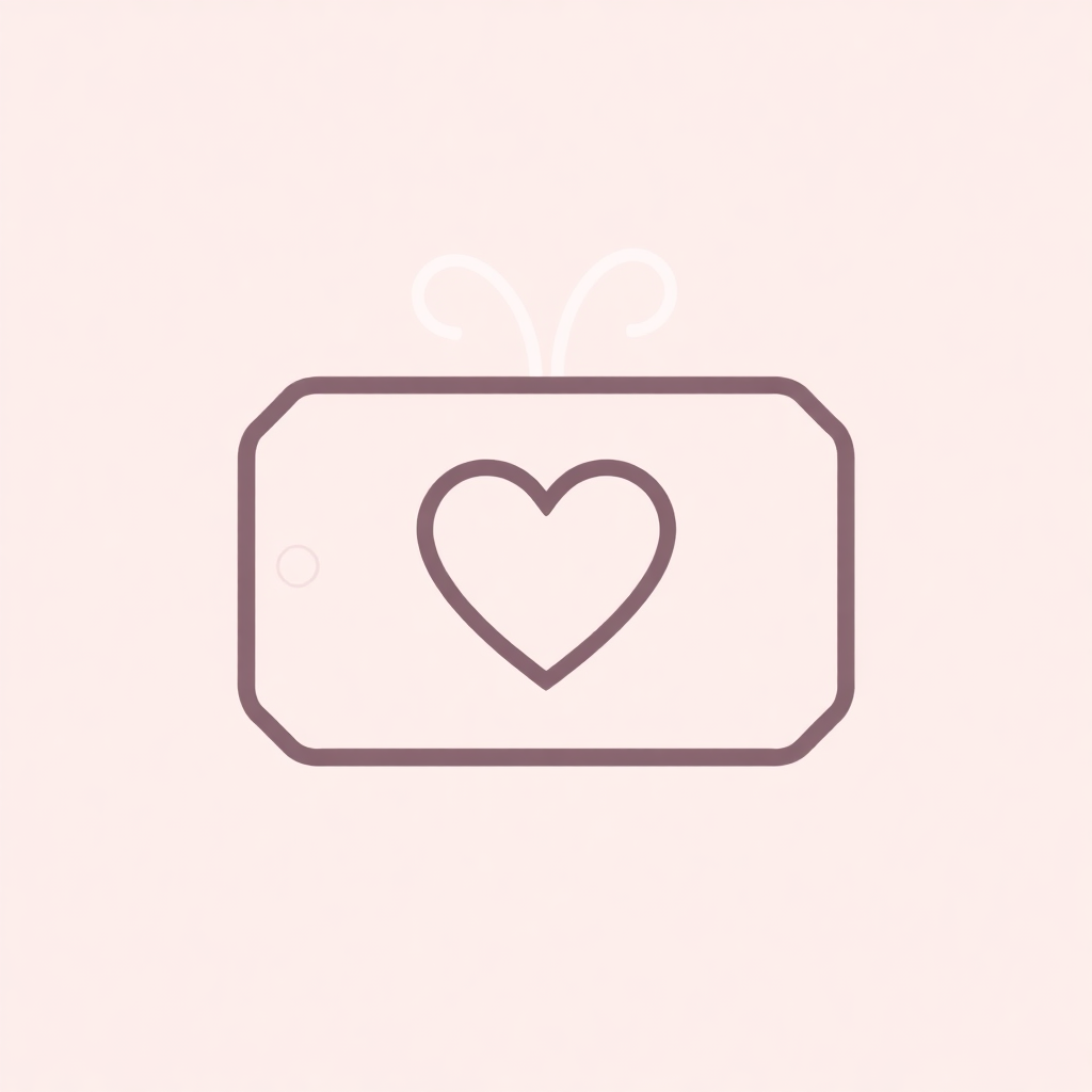 A simple gift tag icon with a heart shape.