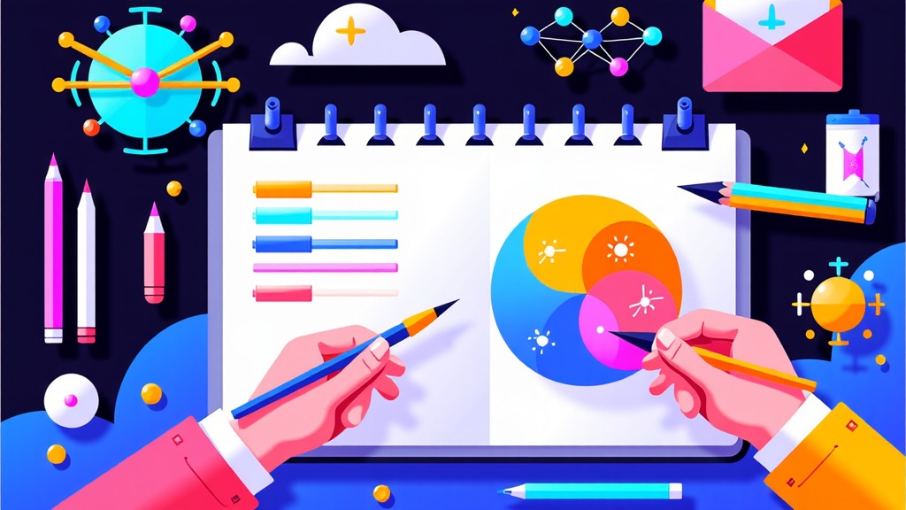 An artist's digital canvas where traditional tools (brushes, pencils) are shown alongside futuristic, AI-powered tools (glowing nodes, algorithm symbols). The illustration being created on the canvas shows clear contributions from both types of tools, highlighting the collaborative process.