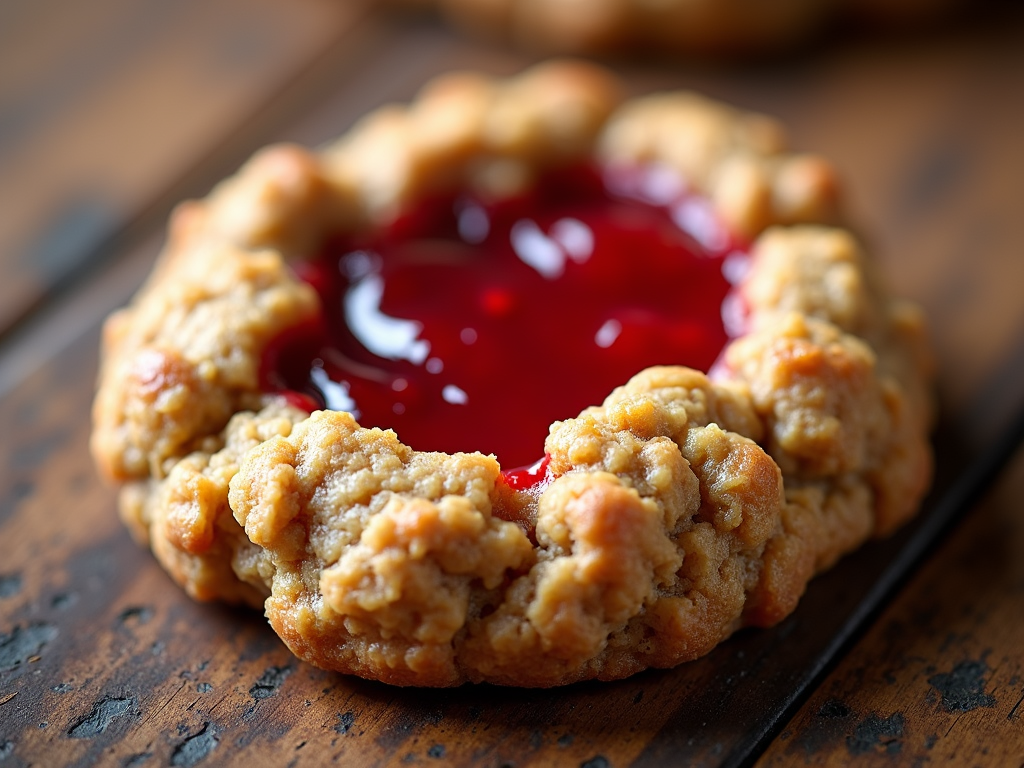 An oatmeal cookie that has a strawberry jam swirl, giving a burst of concentrated strawberry flavor in each bite.