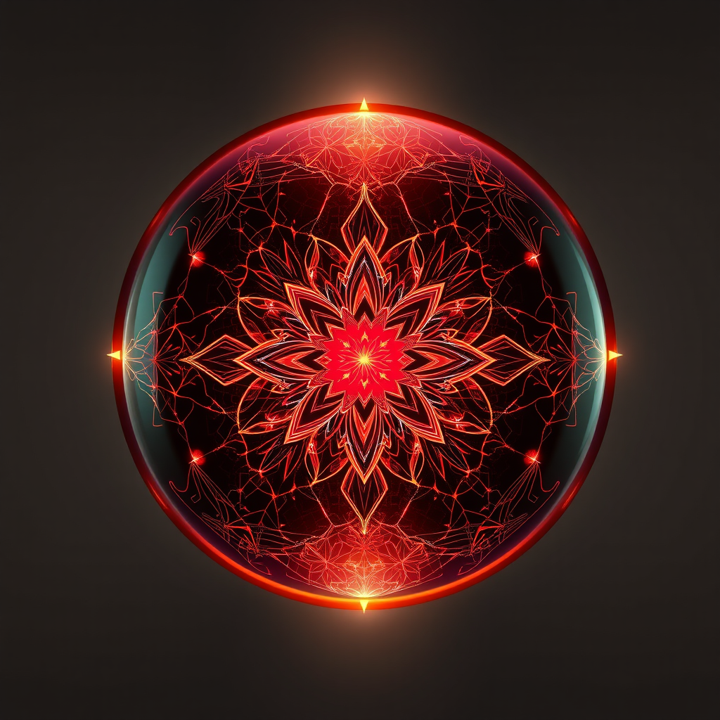 Algorithmic Bloom Orb: The sphere's glow emanates from within, where intricate, almost floral or crystalline patterns dynamically form and dissolve, symbolizing the generative process.
