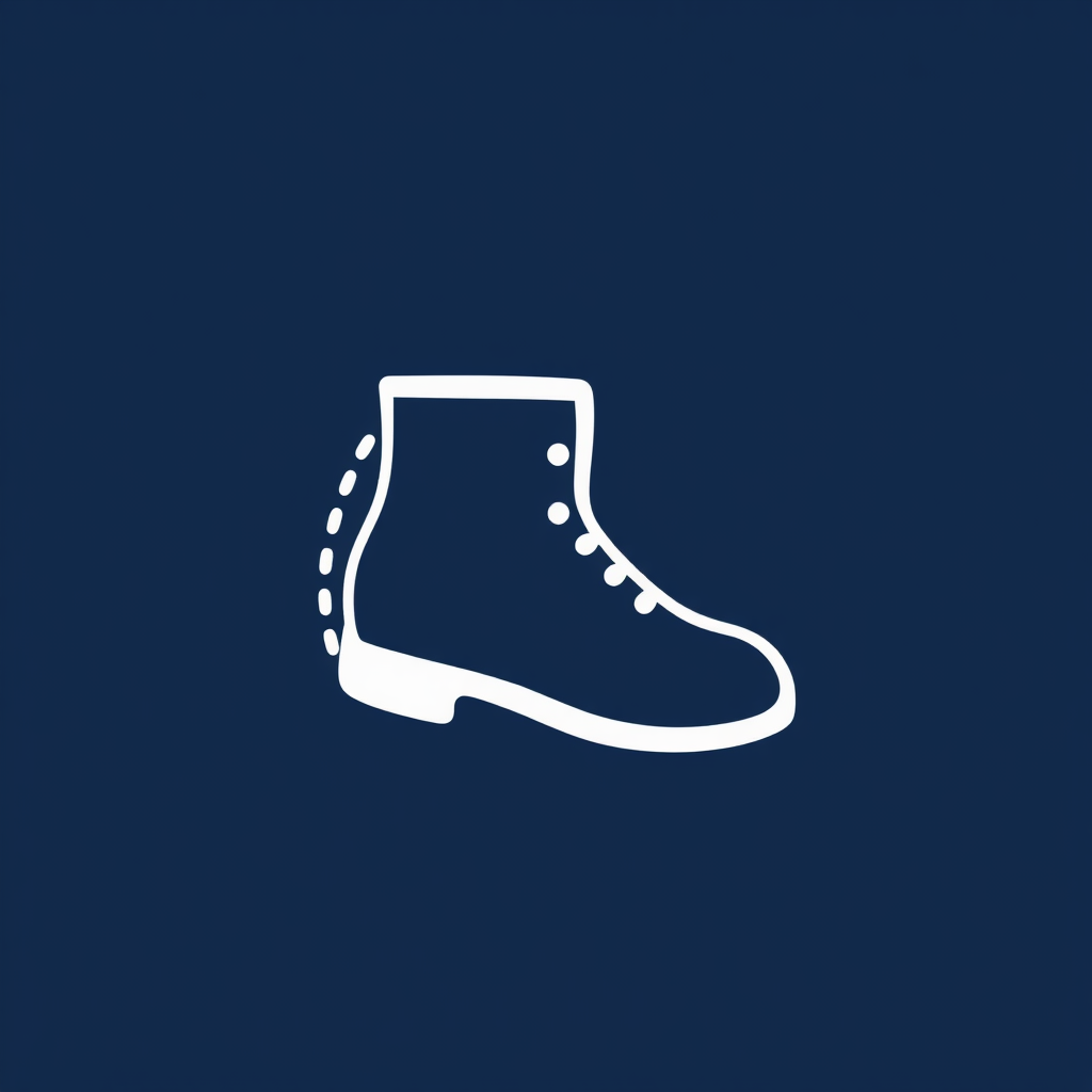 A minimalist icon of a shoe with a dotted line around it, suggesting it's meant for a growing child.