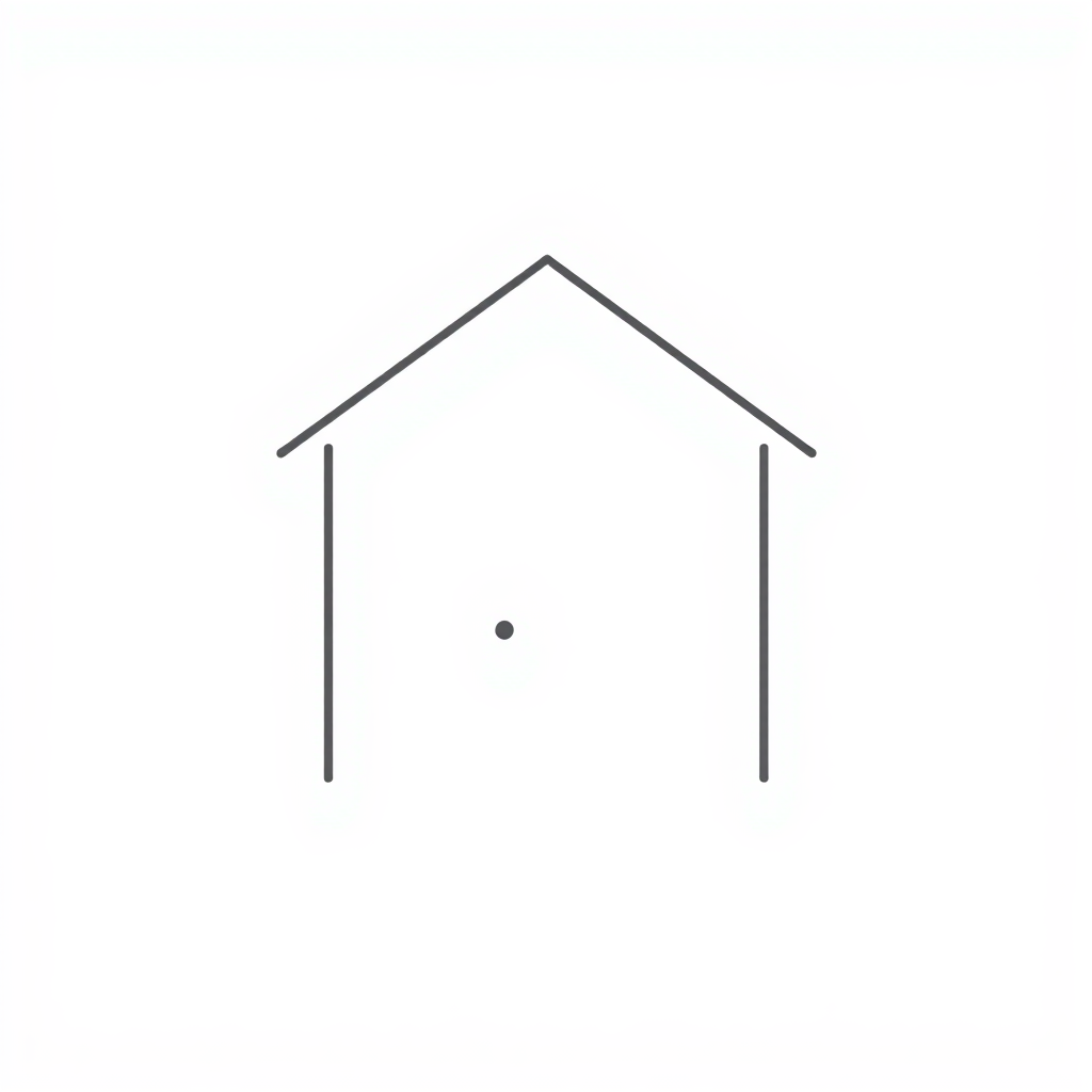 A minimalist house outline where the negative space of the door or a window subtly forms the shape of a key, symbolizing access to affordable shelter.
