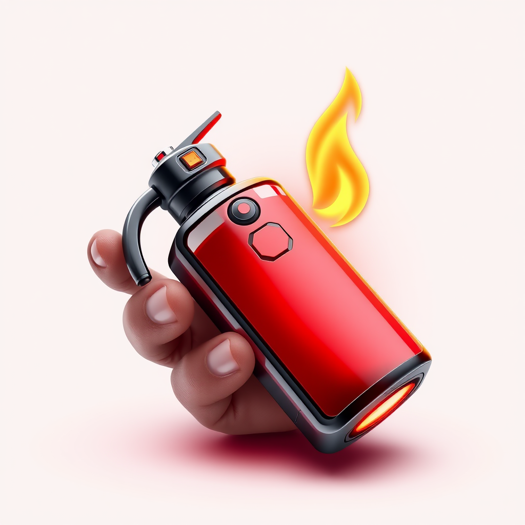 A nano-tech based extinguisher which is a small, handheld device that releases a cloud of microscopic fire-suppressing agents. It would have a simple, almost jewelry-like design, with a single activation button.