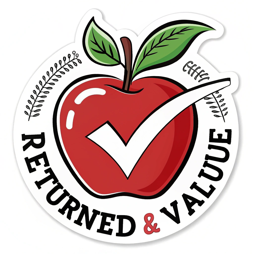 Simple Icon Idea: A stylized apple with a strong, affirmative checkmark integrated into its design, symbolizing 'retained and valued'.