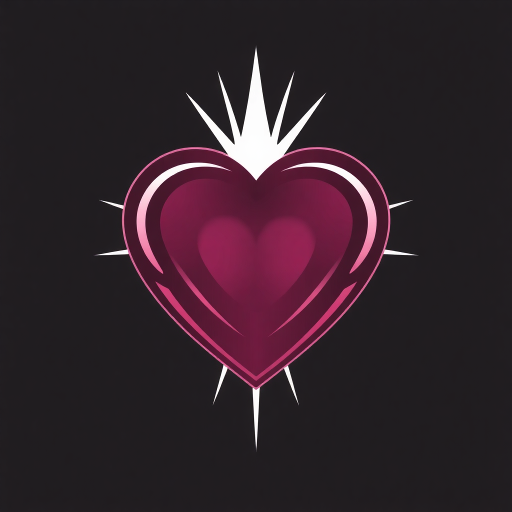 The image shows a pink heart with a crown on top of it against a black background.