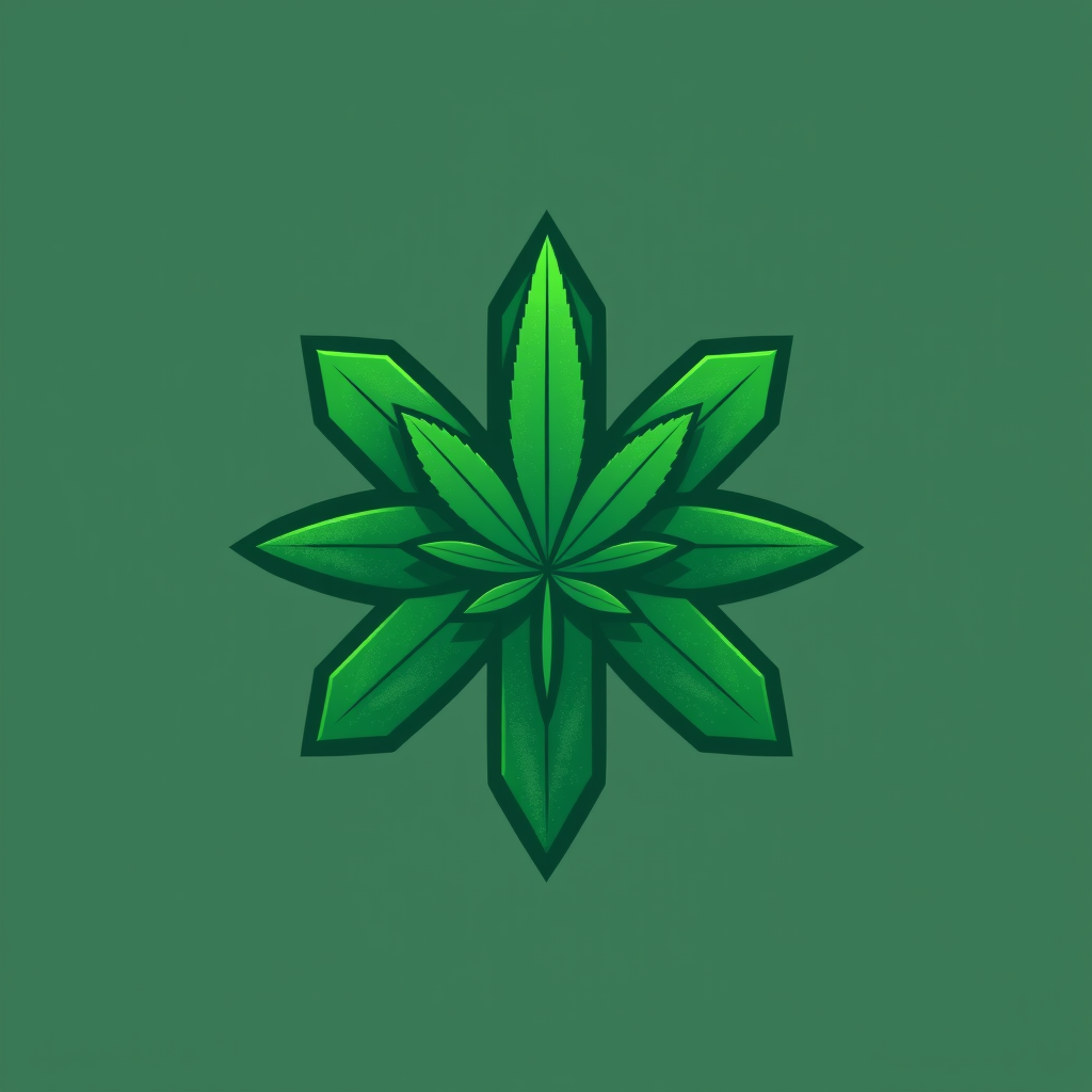 Medical Marijuana Icon Logos - Modern Green Cross with Subtle Leaf Texture