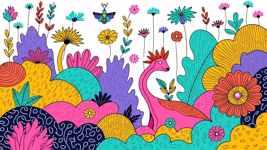 Symbiotic Algorithmic Ecosystems: Illustrate fictional flora and fauna that have co-evolved within an AI-generated botanical world, showcasing unique, algorithmically-derived interdependencies and surreal forms.