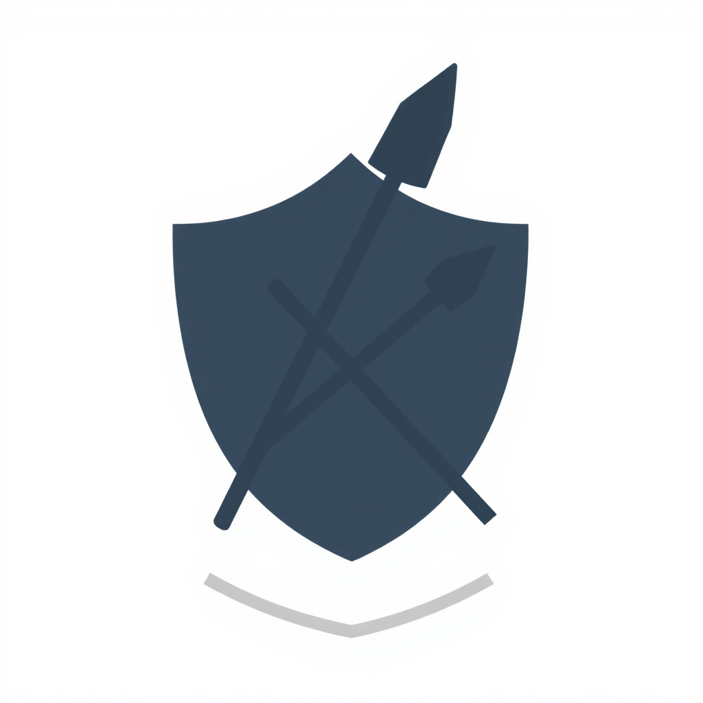 Simple Icon Idea: A shield emblem containing two clashing arrows. One arrow is larger and points upwards (signifying an imposed tariff/barrier), while a smaller, opposing arrow (retaliation) deflects off it or meets it head-on. A small '%' could be placed within the shield or near the arrows.