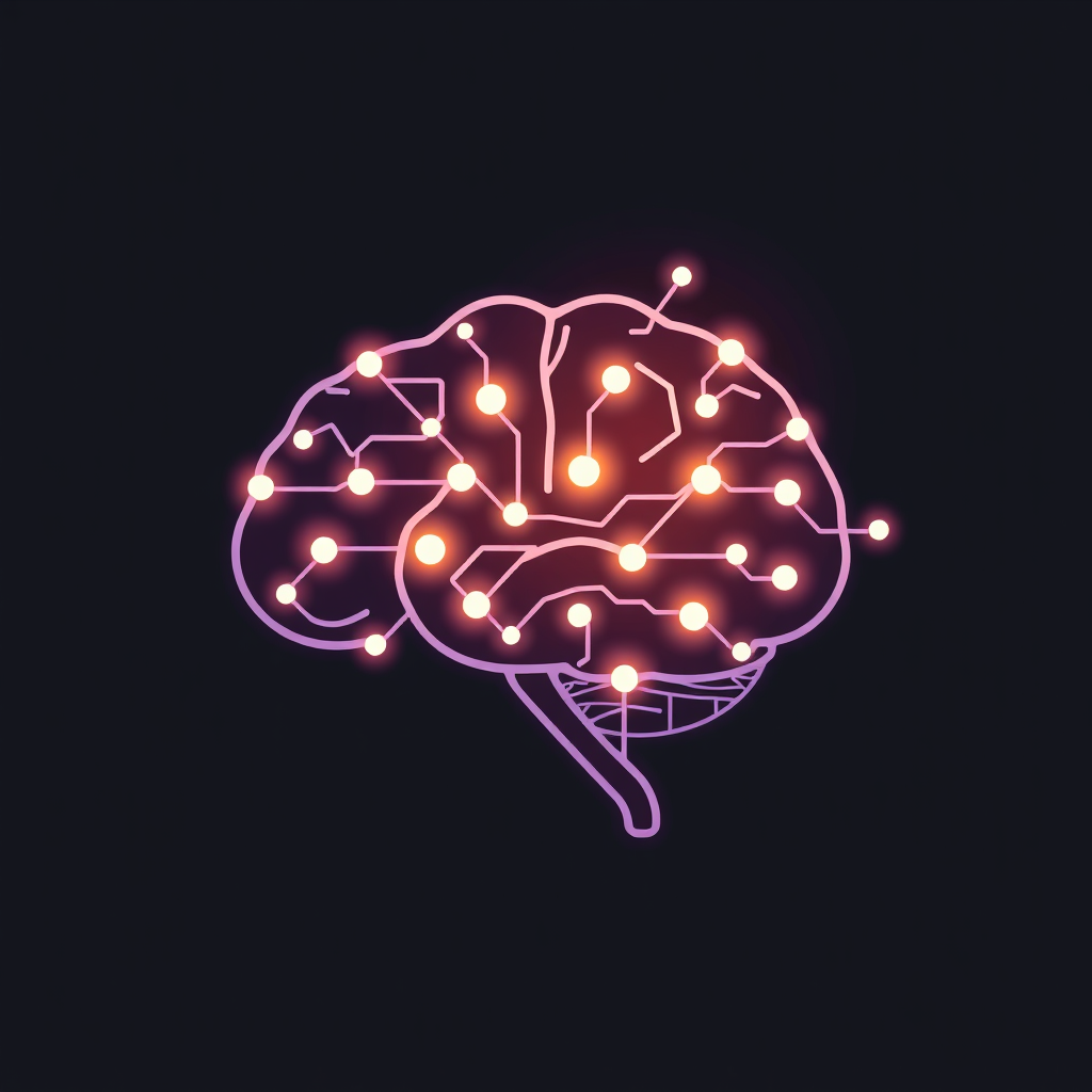 Intelligence Icon: A stylized human brain composed of interconnected glowing circuits or nodes.