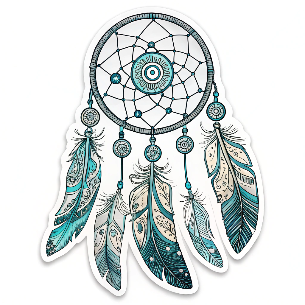 A mechanical dreamcatcher where the web is made of circuit board traces and the feathers are replaced with shimmering, holographic data streams catching abstract symbols.