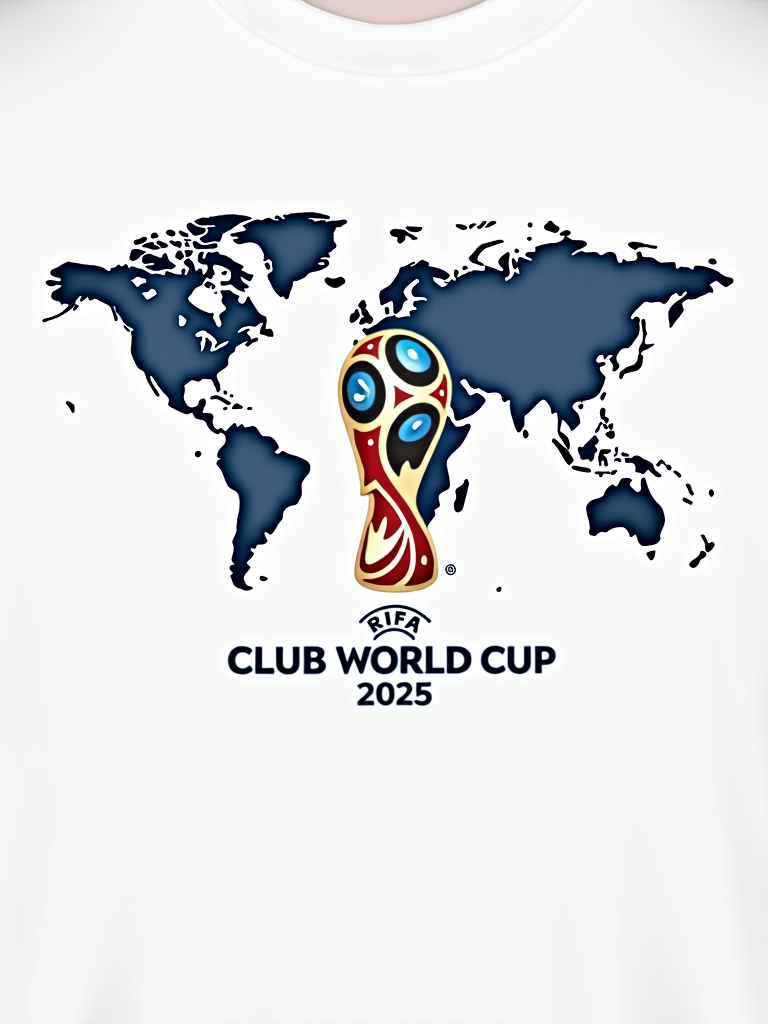 Continental Embrace: A design featuring stylized outlines of continents gently converging towards a central football graphic. Within each continent's outline, subtle patterns or color palettes hint at iconic clubs from that region. The text 'FIFA Club World Cup 2025 - Global Unity' is placed beneath.