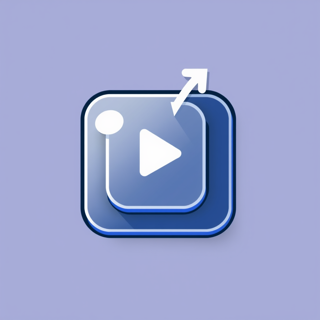 Sub Design Idea 4: Layered Reality Portal - An icon depicting two or three slightly offset, semi-transparent layers (e.g., squares or circles). The top layer could feature a 'play' symbol or an arrow pointing 'into' the layers, symbolizing entry into an augmented layer of reality and filter activation.