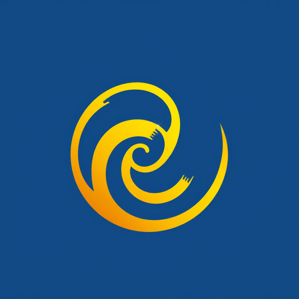 Golden Spiral Harmony: A logo featuring a stylized, incomplete golden spiral. The spiral's form subtly incorporates abstract representations of 'WDD' or a globe, symbolizing proportion and universal design harmony.