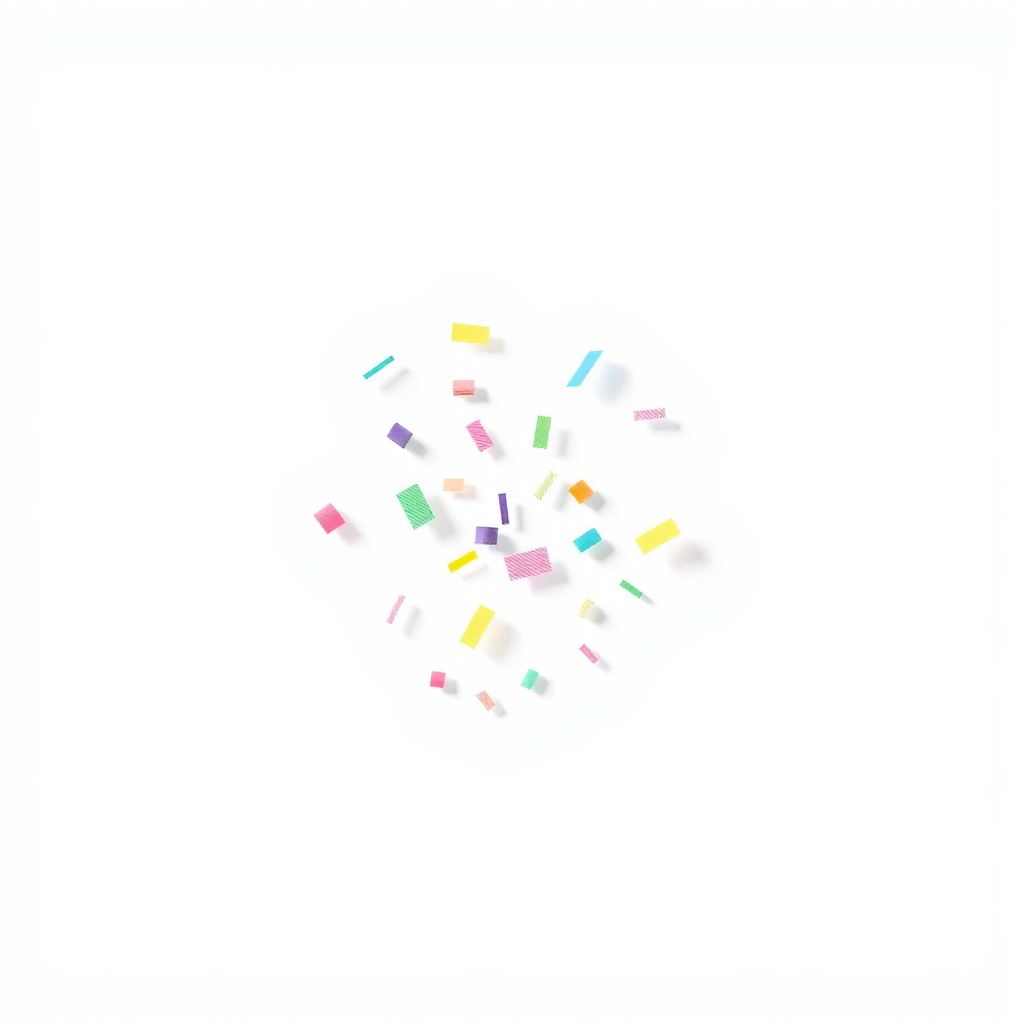 A single piece of confetti with a shadow, emphasizing its lightness.