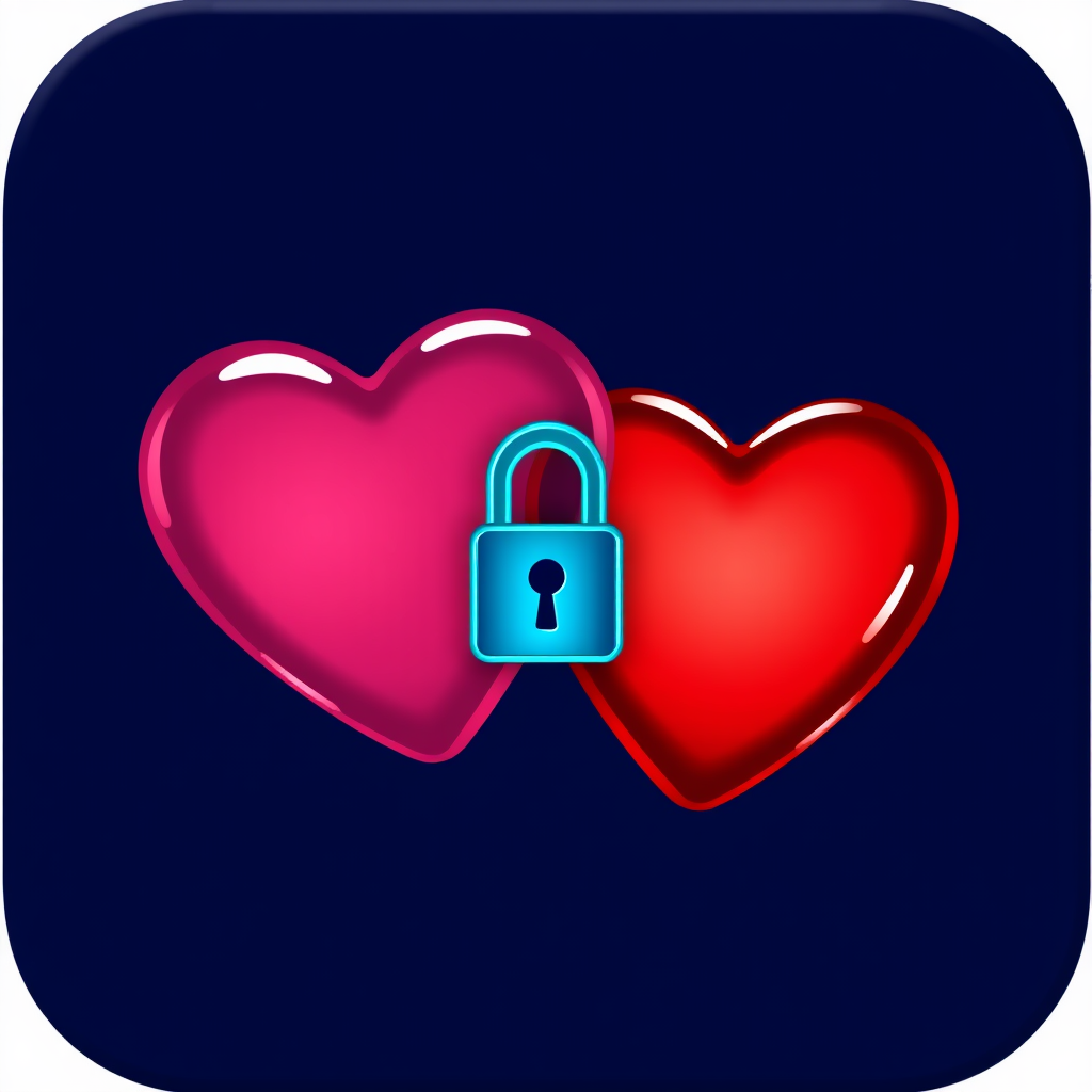 Two hearts, one slightly transparent, overlapping to reveal a lock symbol in the intersection, representing the unlocking of love.