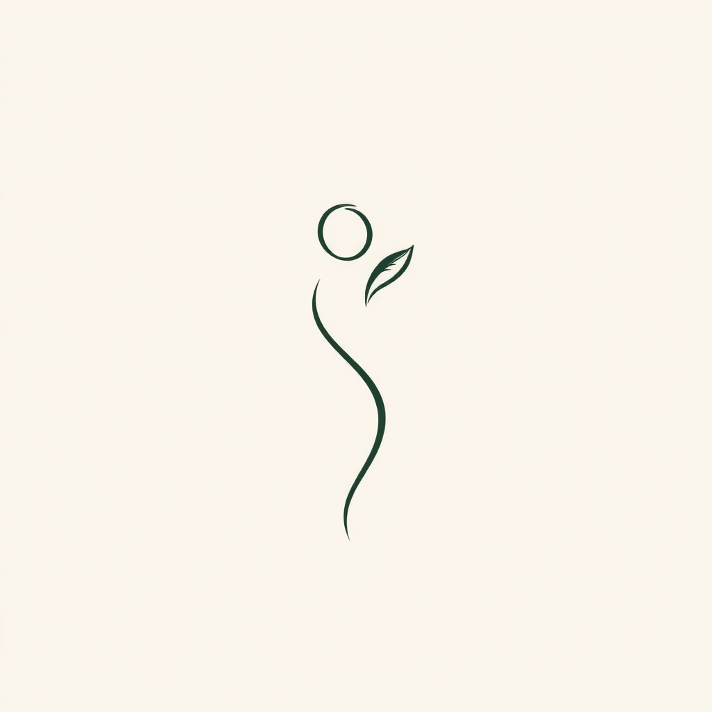 Minimalist single line forming a nurturing Gaia figure intertwined with Earth's curve or a leaf. Focus on flow and silhouette.