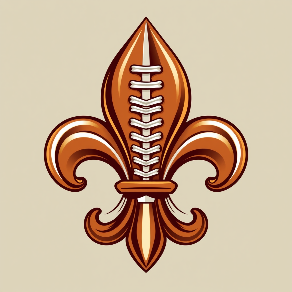 Stylized Lacing/Petal Integration: The football's laces are abstracted into the form of a fleur-de-lis, or a key petal of the fleur-de-lis subtly adopts the curve and texture of a football. 'LIX' can be elegantly placed beside this integration.