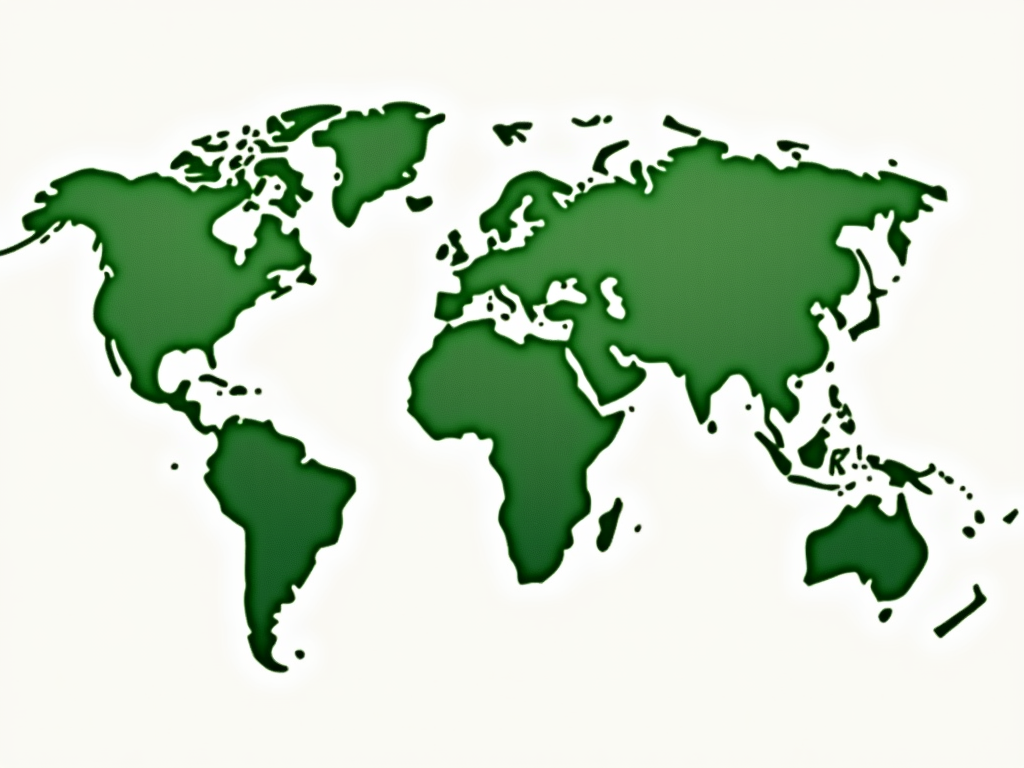 An abstract representation of the globe using overlapping green handprints of various shades, forming the rough shape of the continents. This symbolizes collective human action towards global sustainability.