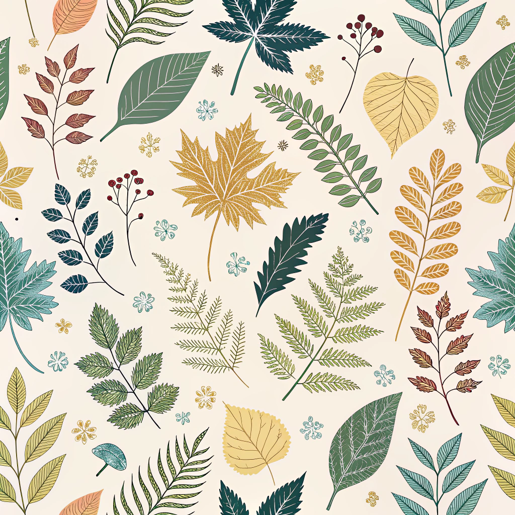 Biomorphic Impressions: Patterns created directly from leaf and flower eco-prints, exploring varied arrangements (symmetrical, random) and color palettes from natural dyes, highlighting the inherent sustainability of materials and process.
