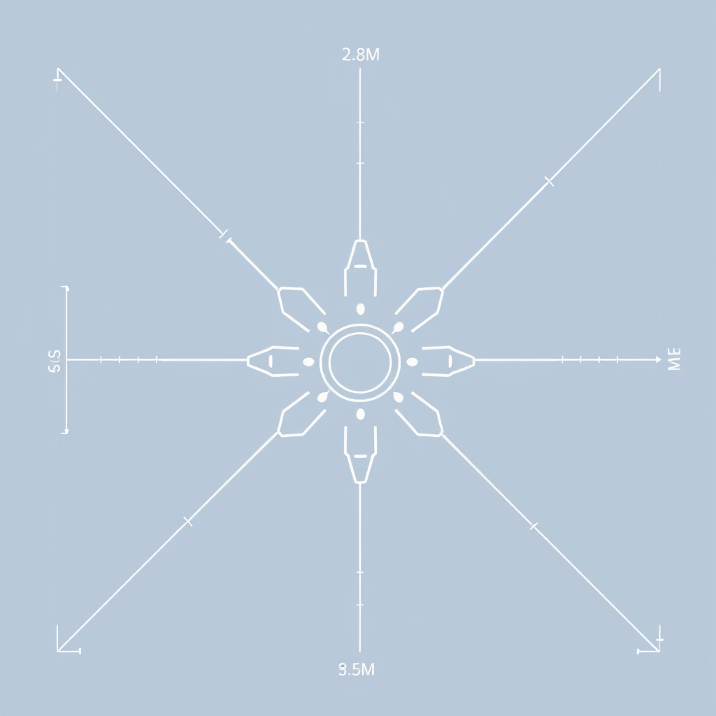 Abstract Core Blueprint: A central, abstract symbol representing an emerging technological core or futuristic structure, drawn in a clean, minimalist blueprint style. This is surrounded by finer, detailed schematic lines and subtle measurement callouts.