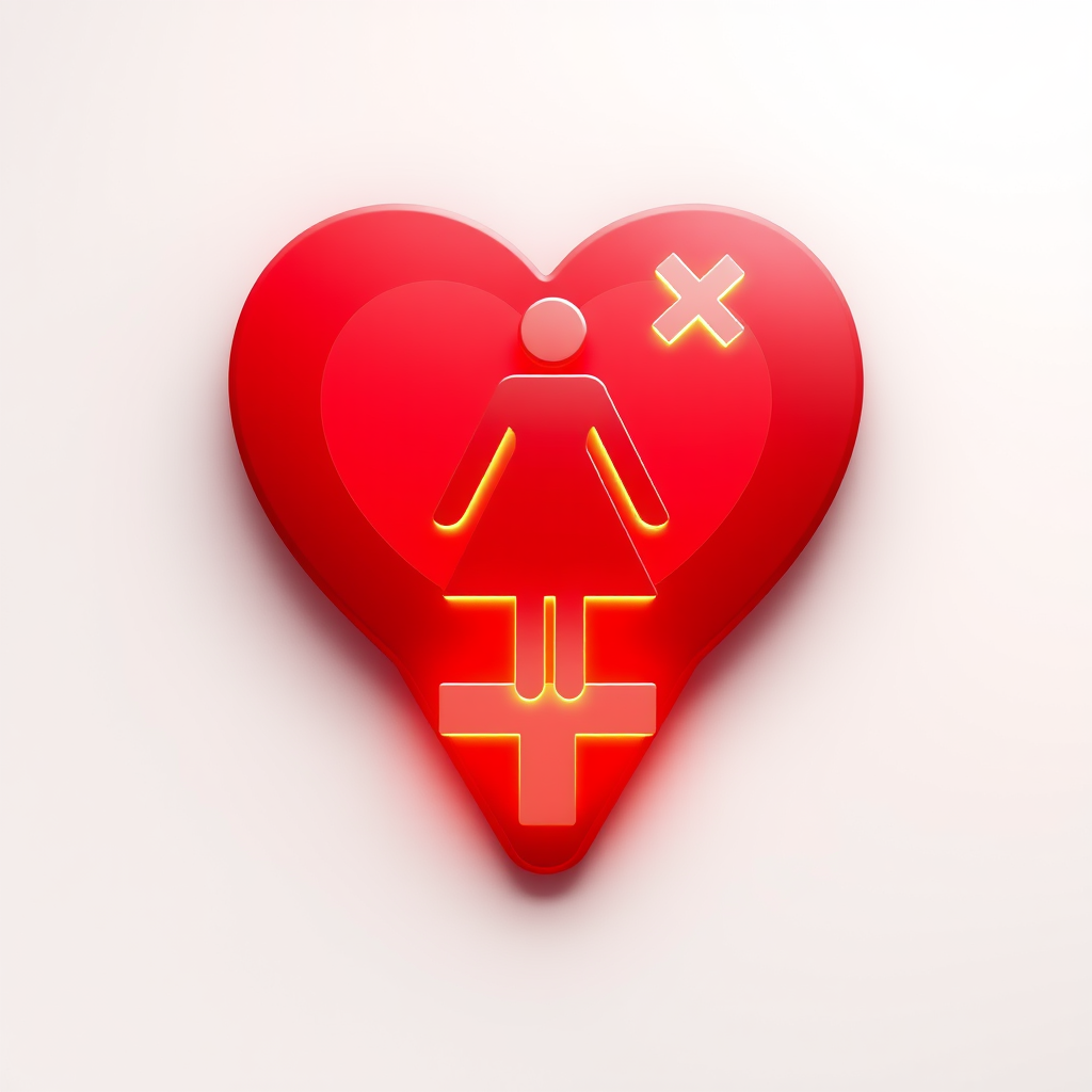 The female symbol transforming into a heart shape.
