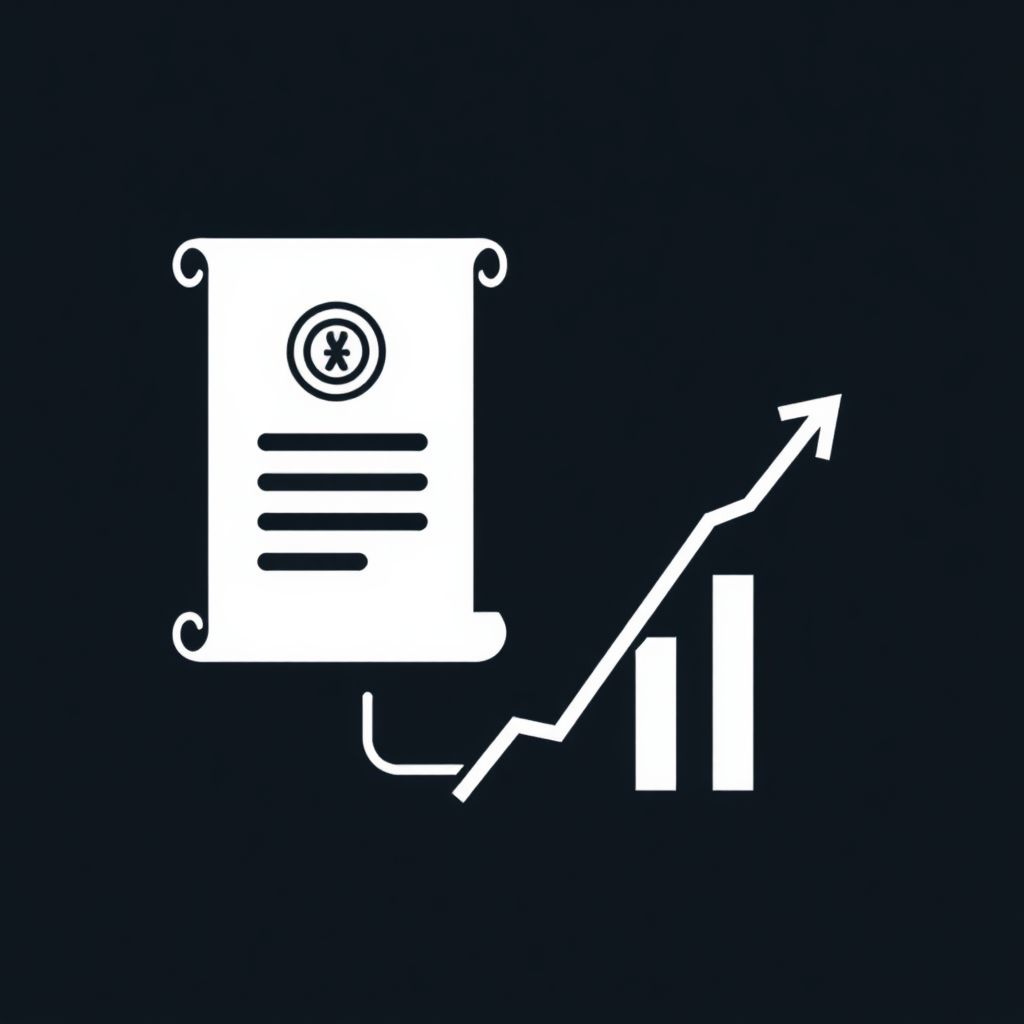 Policy Scroll to Chart Icon: An icon representing a policy document (e.g., a scroll or official paper with a seal). An arrow flows from the document, transforming into a simple economic graph (line or bar) illustrating a rise or fall, symbolizing the policy's direct economic consequence.