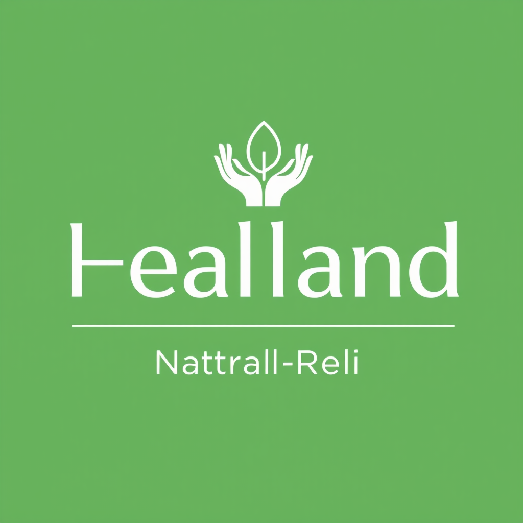 Simple Logo Idea: The 'Healing Hands Cradling Leaf' icon positioned thoughtfully (e.g., above or to the left of) a clean, modern sans-serif or a soft, approachable serif typeface for the brand name. A tagline like 'Natural Relief' could be placed below in a smaller, lighter font. The color scheme would be calming (greens, earthy tones, soft blues).