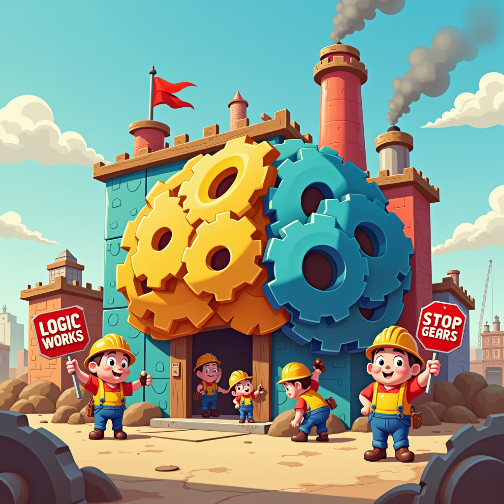 The 'Brain Under Construction' Factory: Depict a child's brain as a bustling, colorful factory with different departments (e.g., 'Logic Works,' 'Emotion Control Center') still being assembled by cute cartoon construction workers. Social media is a powerful 'experience machine' that can overload the factory. Restrictions are friendly foremen saying, 'Hold on! This section isn't fully built yet. Too much input now could jam the gears! We're making it super strong first!'