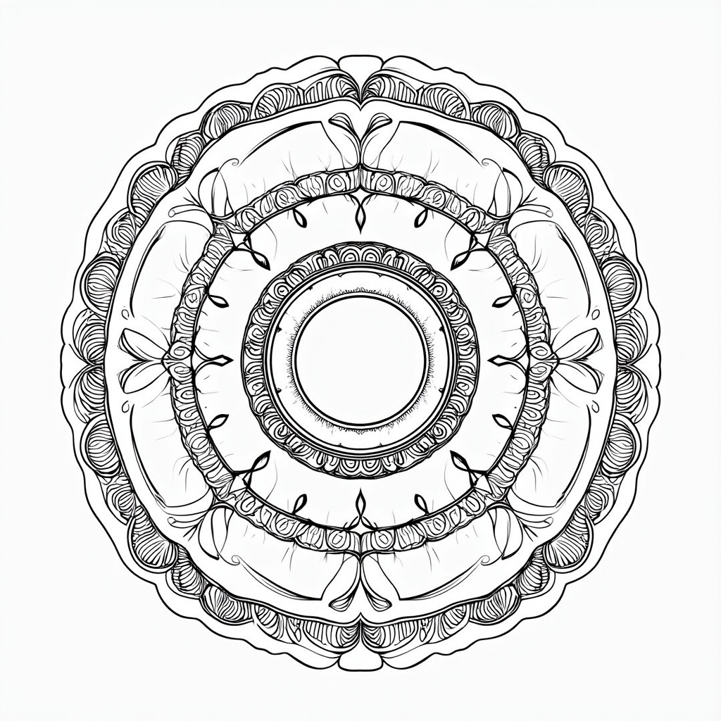 Generational Love Mandalas: Mandalas with expanding layers or rings of patterns, subtly representing the flow of love through generations (e.g., grandmother, mother, child) using distinct yet harmonious pattern styles for each layer.