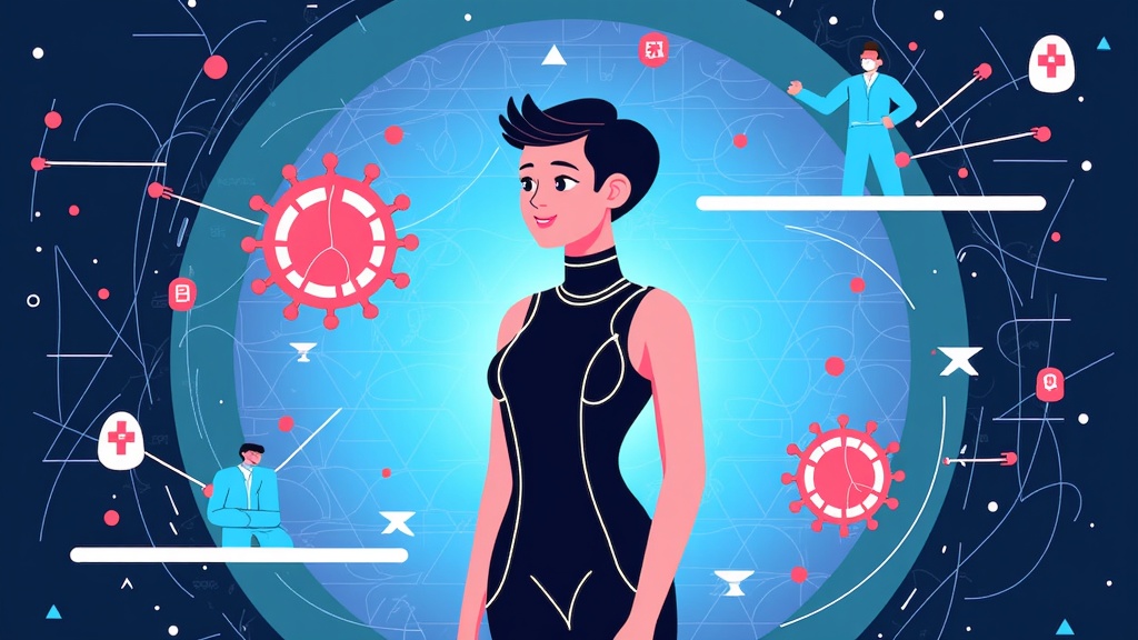 A symbolic illustration of a wearable AI creating a protective bio-field or guiding light around the user, visually deflecting abstract representations of health risks based on predictive analytics.