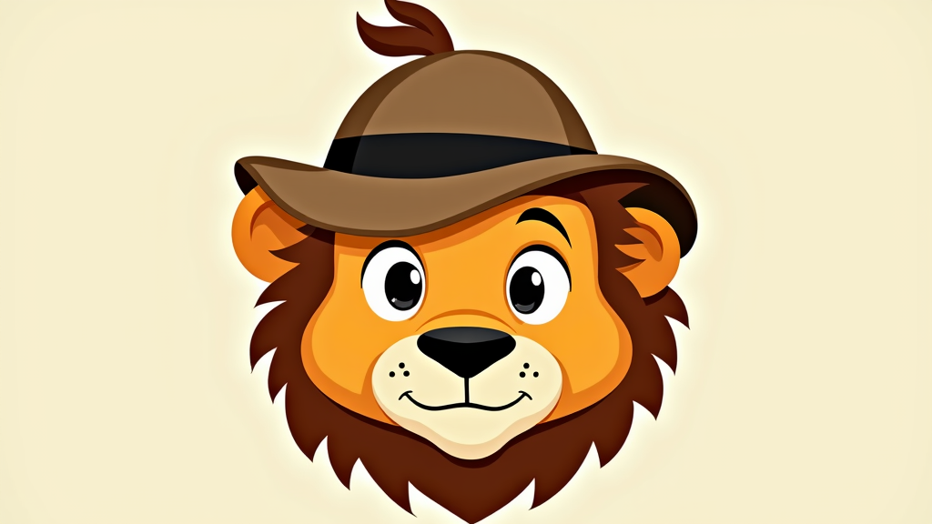 A logo featuring a silhouette of a lion's head wearing a detective hat.