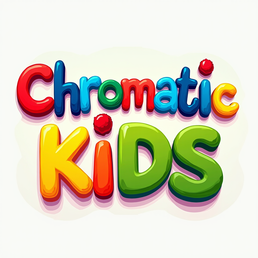 A playful, hand-drawn style logo with the words 'Chromatic Kids' arranged in a colorful, slightly uneven fashion, evoking a sense of fun and creativity.