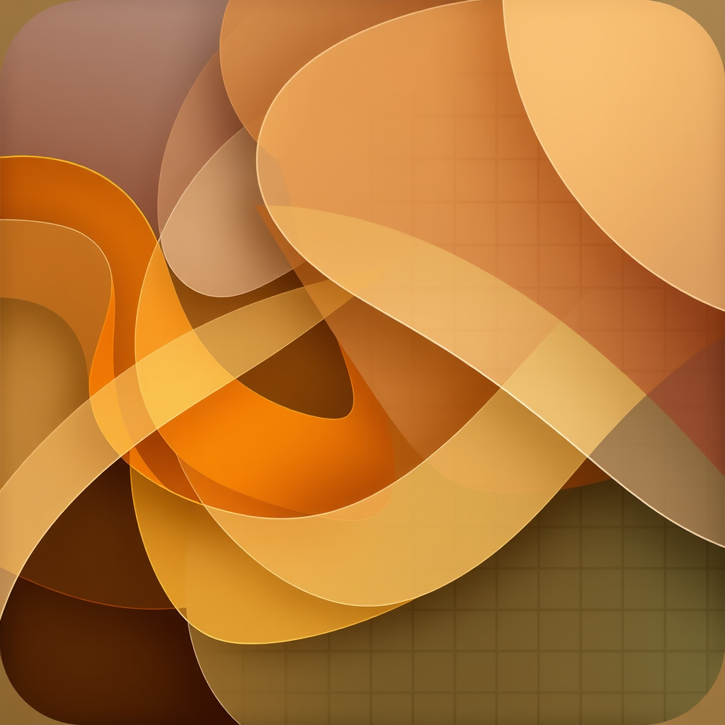 Overlapping semi-transparent layers, some with organic 'muse-like' flows and others with structured 'AI-like' grids, with intersections creating 'tool mark' effects like digital etching or highlights.