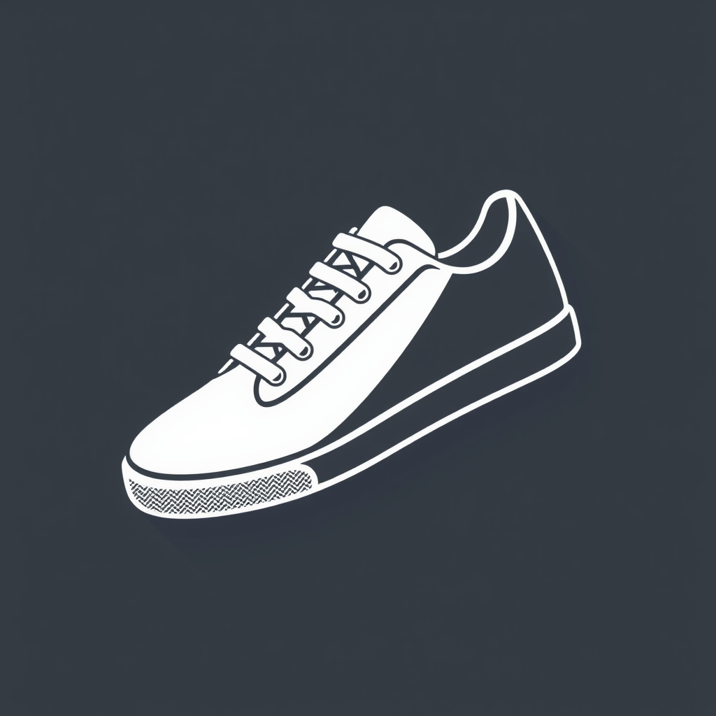 A simple outline of a generic sneaker, angled slightly to the side.