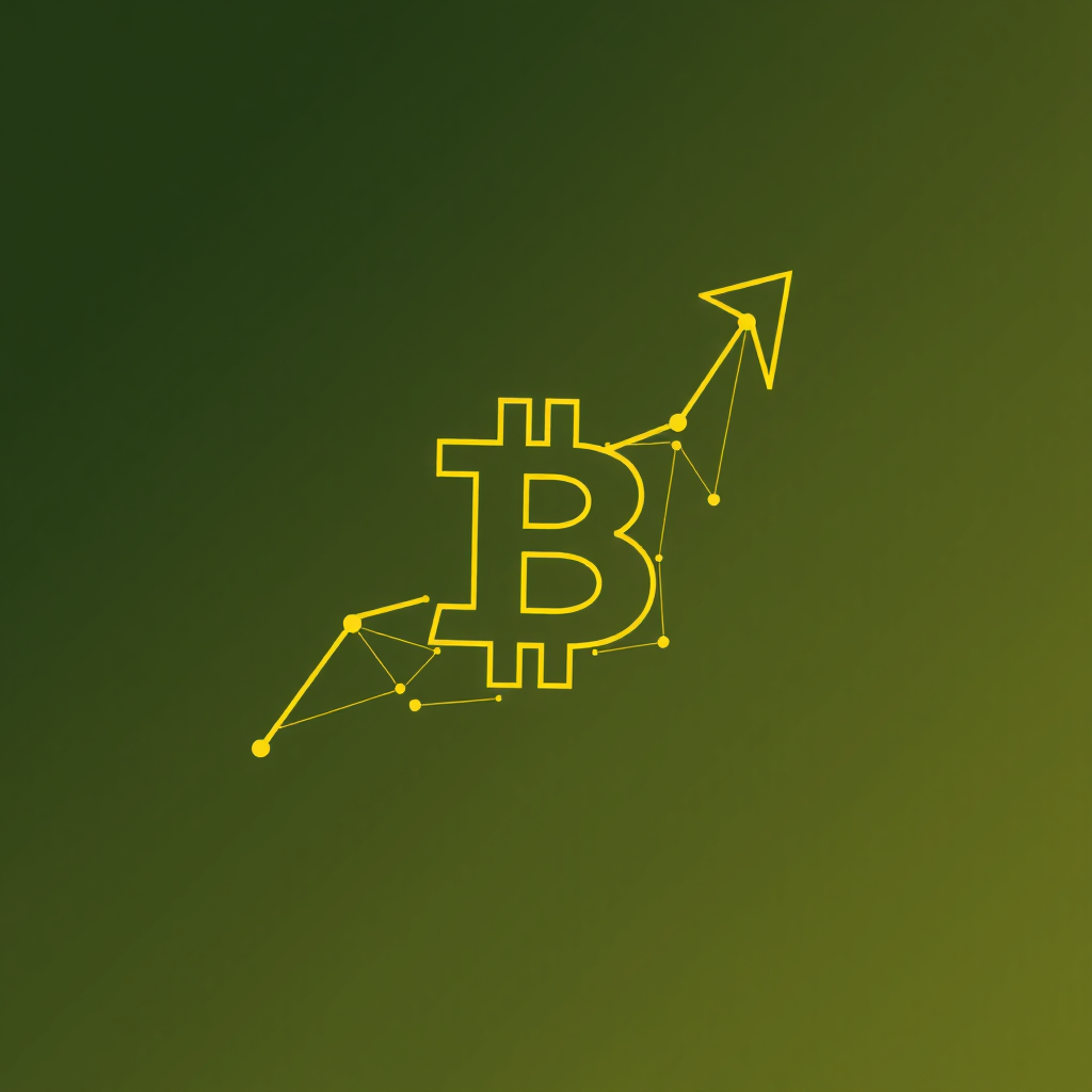 The Ascending Network: A stylized Bitcoin 'B' formed by interconnected, upward-moving lines or nodes. These lines grow and expand, suggesting innovation and a decentralized network reaching towards 2025. Some lines could subtly form an abstract wing shape.