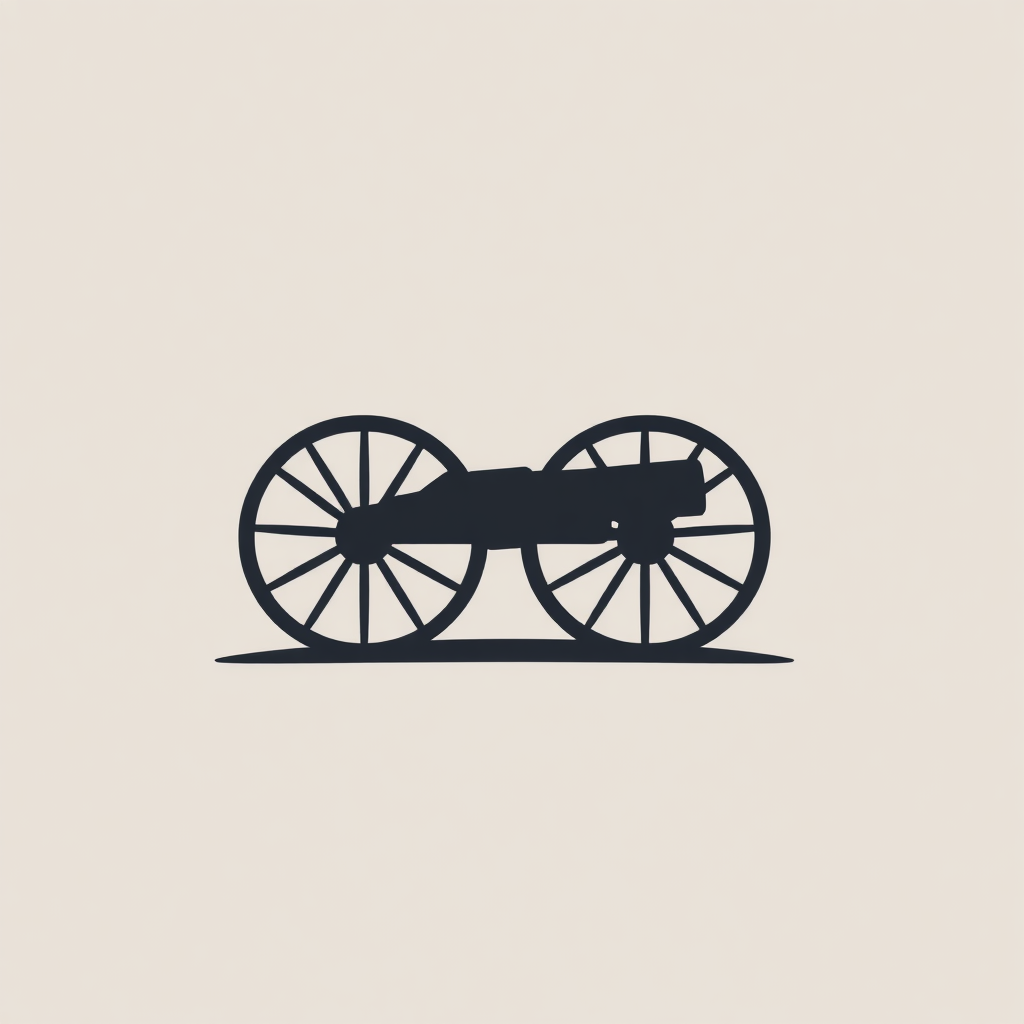Simple Logo Idea: A minimalist cannon silhouette where the wheels are formed by two interlocked abstract figures or a continuous circular line, symbolizing the community's embrace and enduring support for the 'Gunners'.
