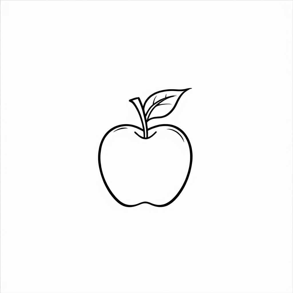Simple Icon Element Idea: A clean, bold apple outline that can be used as a standalone small icon on each page corner or as a recurring motif throughout the coloring book, representing appreciation and learning.