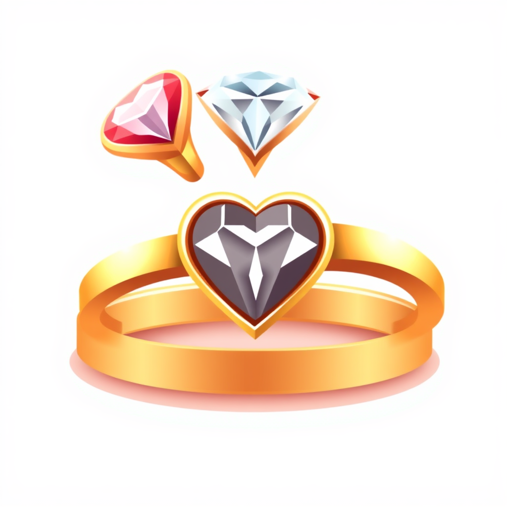 A ring with a heart-shaped diamond to represent love.