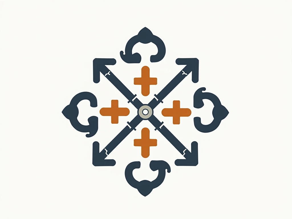 Interlocking code symbols (e.g., `{ }`, `< >`) forming a unified motif like a stylized flower or network, symbolizing 'Tech Sisterhood' through shared language and connection. Simple, modern aesthetic.