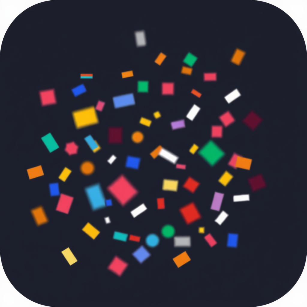 A confetti icon where some pieces are blurred to indicate motion.