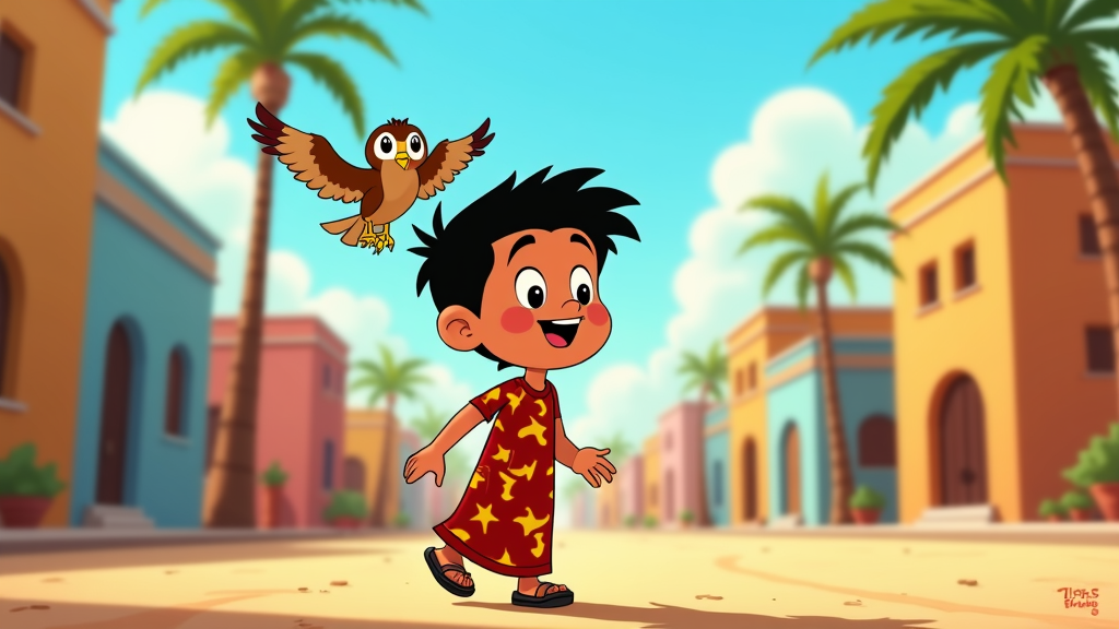 A cartoon that follows a Qatari kid and their animal companion as they navigate their local neighborhood, stumbling upon and rediscovering traditional games.