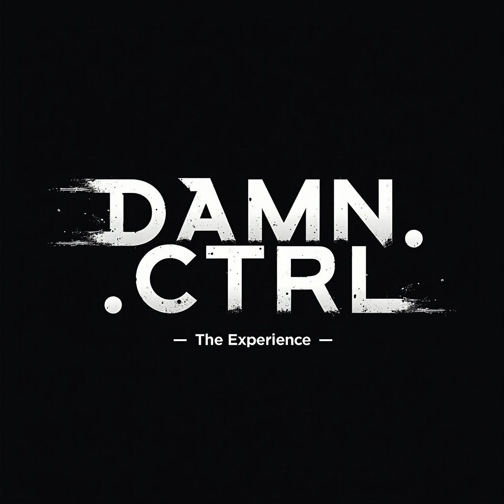 Simple Logo Idea: The text 'DAMN.CTRL'. 'DAMN.' (including the period) is rendered in a bold, impactful, uppercase sans-serif font. 'CTRL' is rendered in a slightly lighter, perhaps monospace or subtly glitched digital-style font, also uppercase. 'The Experience' could be a smaller tagline underneath in a clean, sans-serif font.