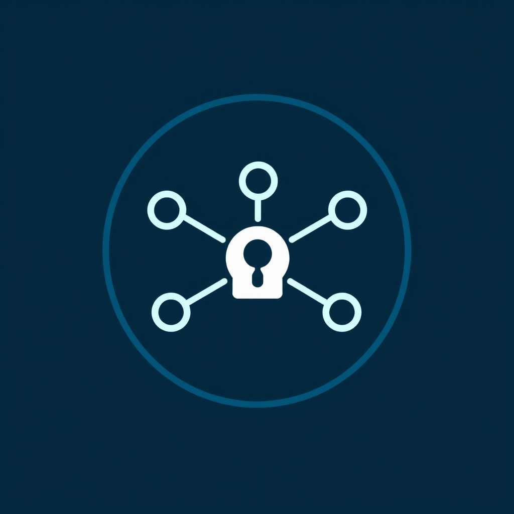 Translated Text: Cybersecurity Icon Designs - Network Security Node Cluster Icon