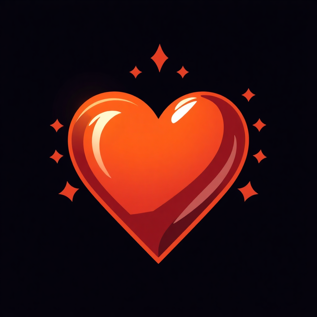 The image shows a red heart on a black background, creating a striking contrast between the two colors. The heart is the focal point of the image, with its bright red color standing out against the dark background.