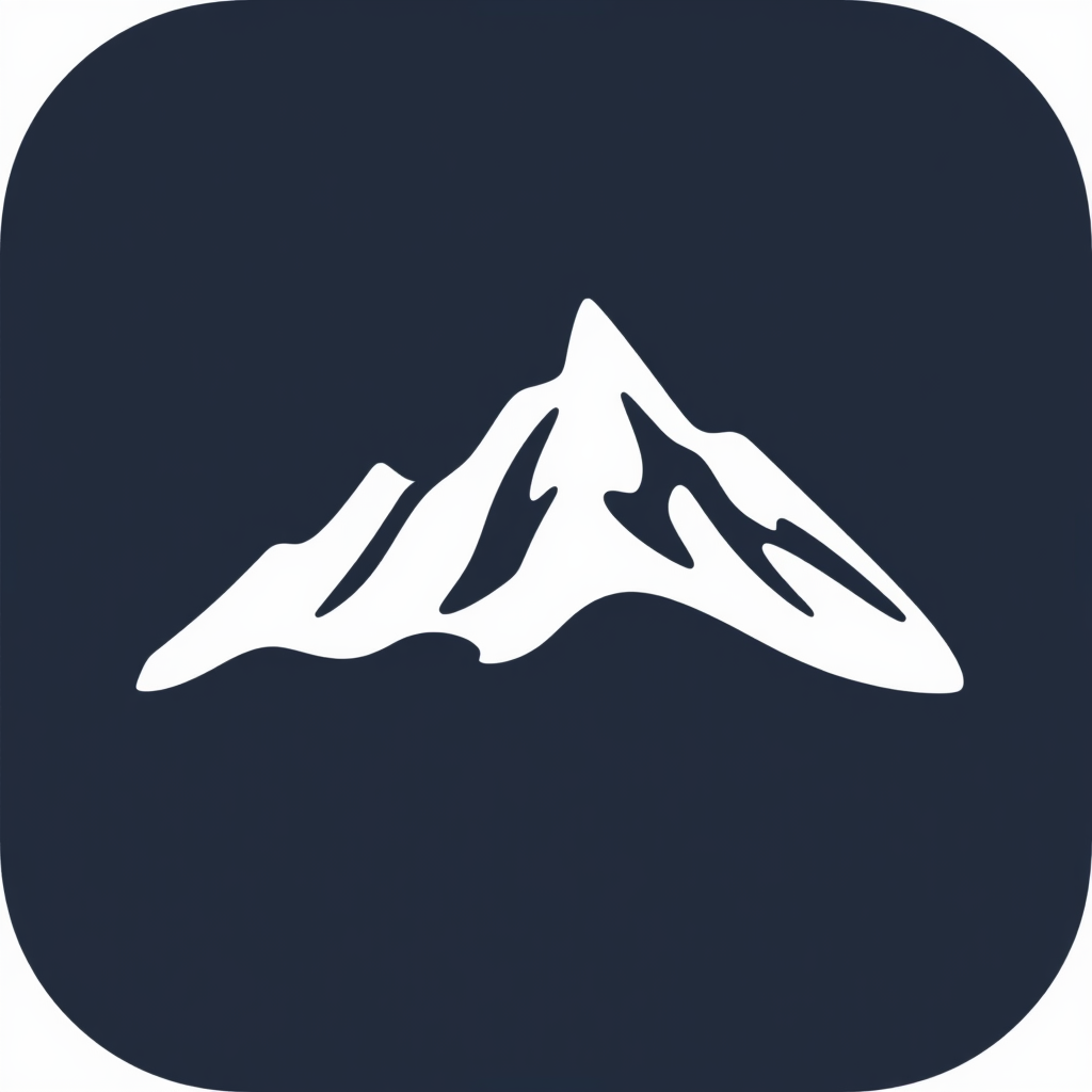 A mountain outline with a subtle gradient fill, adding depth and dimension to the otherwise simple design.