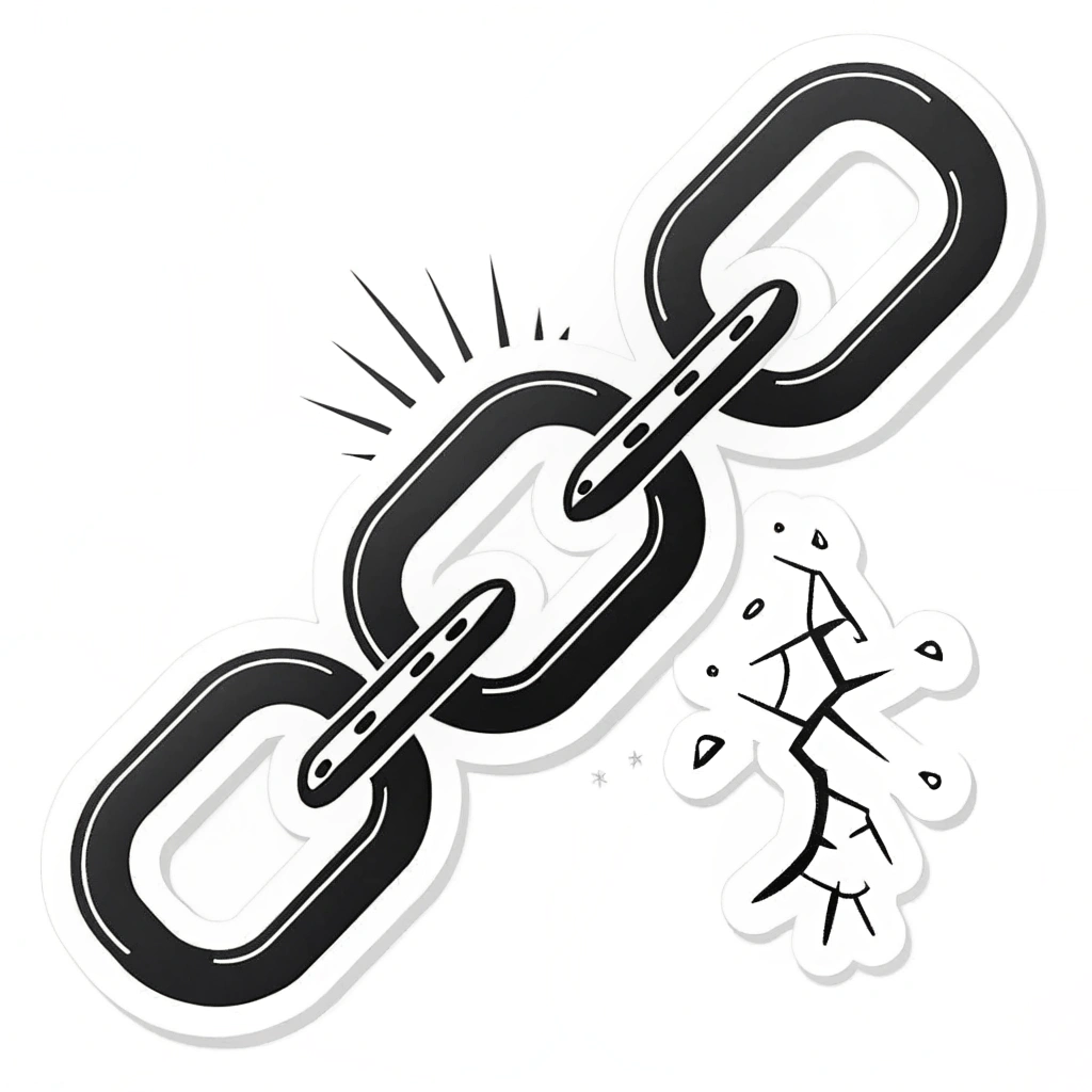 Simple Icon Idea: A single, stark broken chain link.