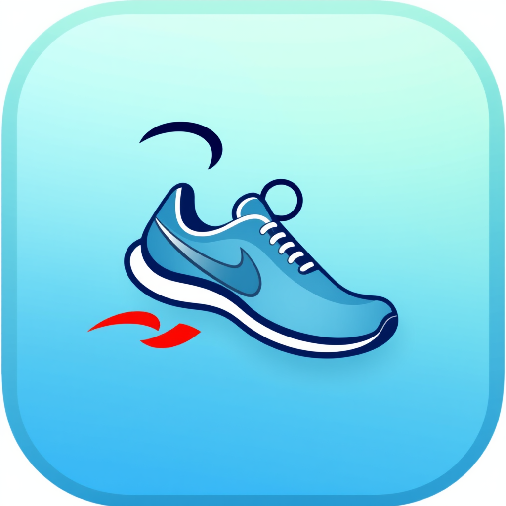 An icon featuring a running shoe with a dynamic curve to indicate motion.