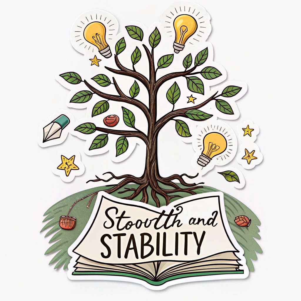 A budding plant or tree with roots firmly planted, symbolizing growth and stability. The leaves could be shaped like open books or small lightbulbs. Tagline integrated into the trunk or roots.