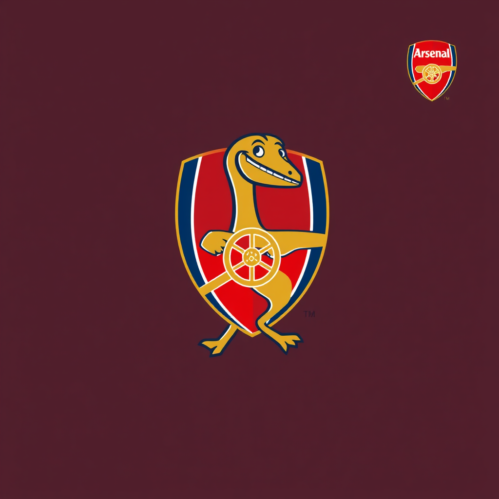 English Translation: Arsenal Football Club Logo Concepts - Goonersaurus Mascot Crest Integration