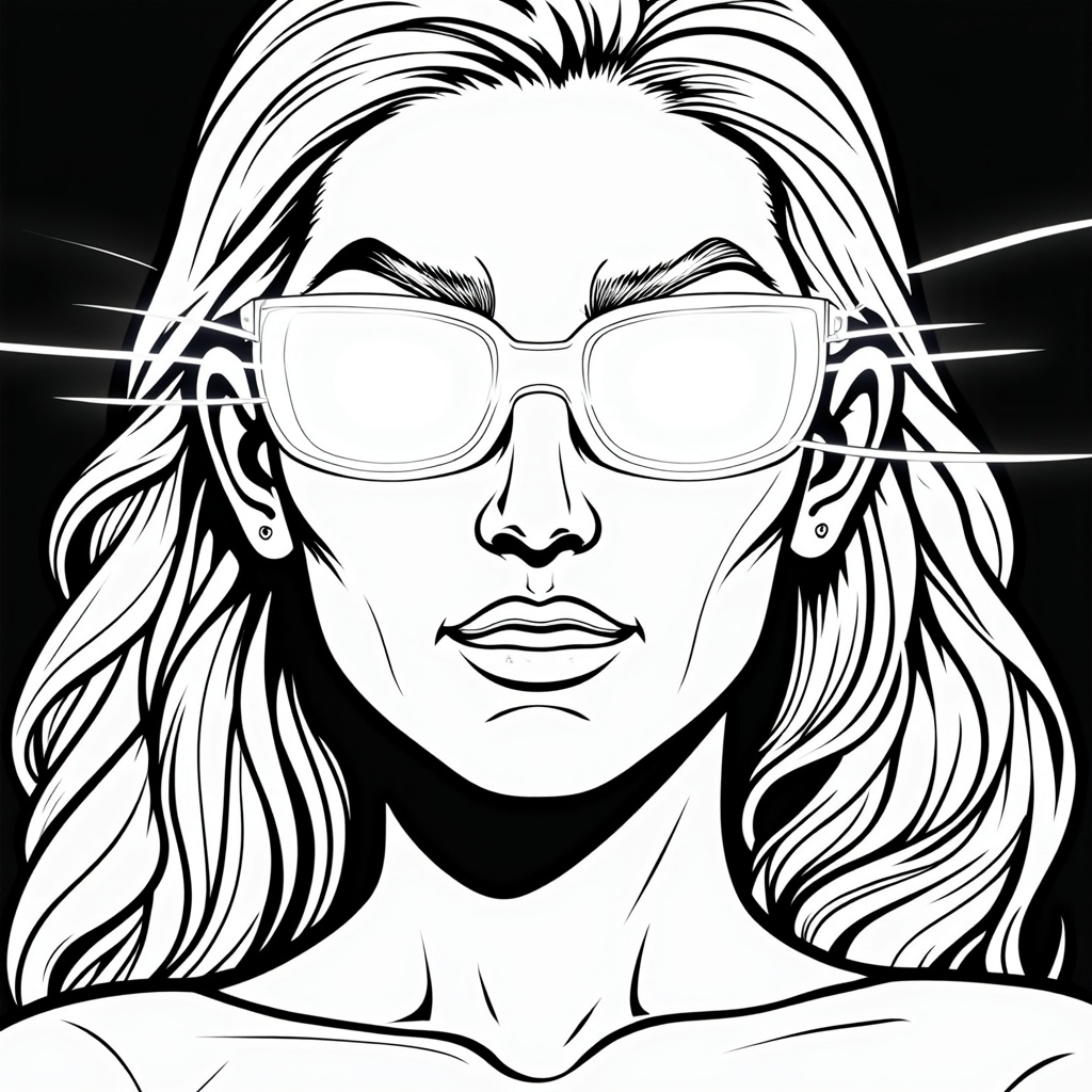 A detailed view of a superhero's eyes glowing brightly or emitting subtle beams of light, with focus lines indicating intense concentration or activation of vision-based power.